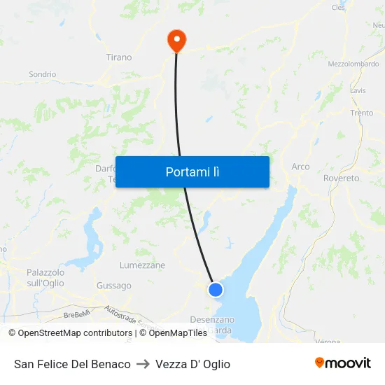 San Felice Del Benaco to Vezza D' Oglio map