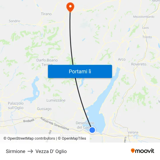 Sirmione to Vezza D' Oglio map