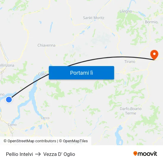 Pellio Intelvi to Vezza D' Oglio map