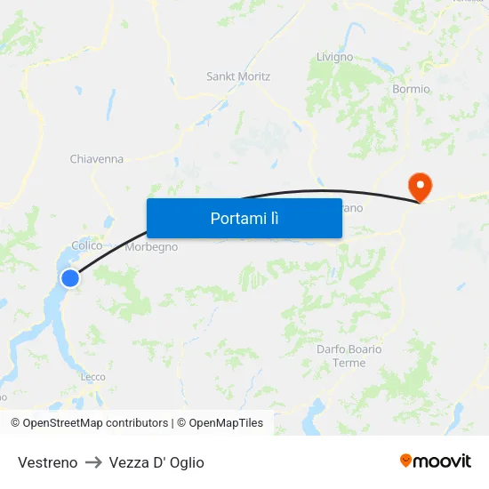 Vestreno to Vezza D' Oglio map