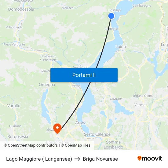 Lago Maggiore ( Langensee) to Briga Novarese map