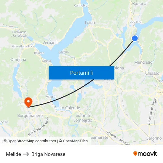Melide to Briga Novarese map