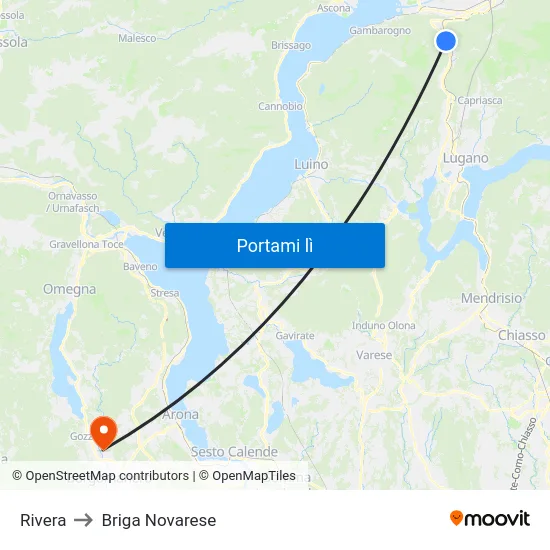 Rivera to Briga Novarese map
