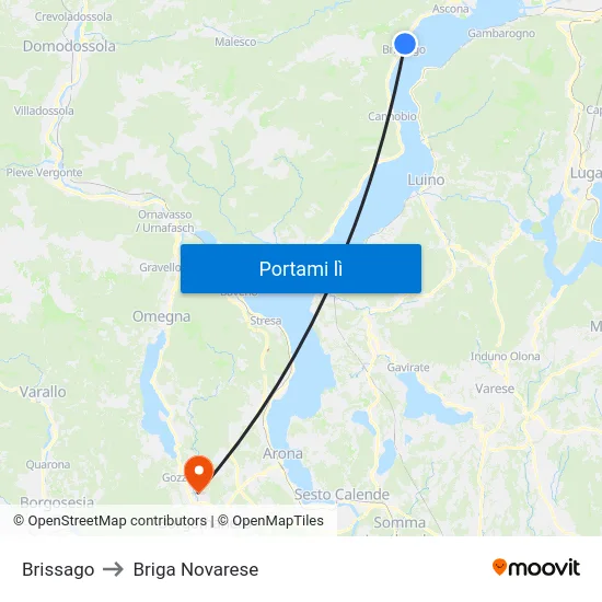 Brissago to Briga Novarese map
