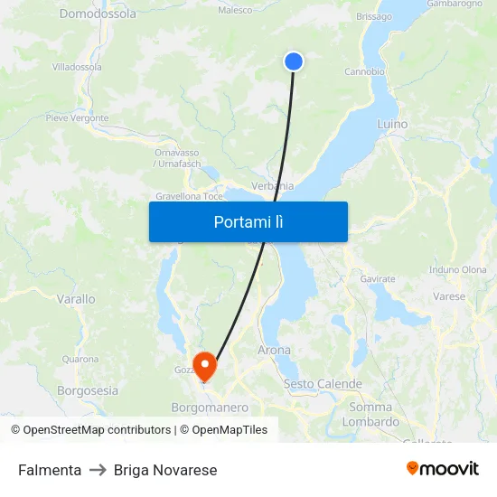 Falmenta to Briga Novarese map