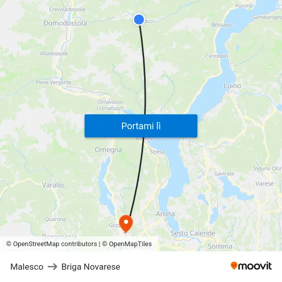 Malesco to Briga Novarese map