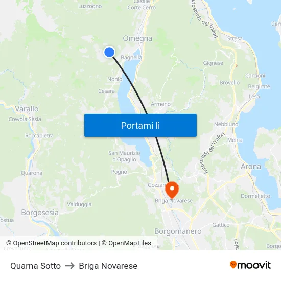 Quarna Sotto to Briga Novarese map
