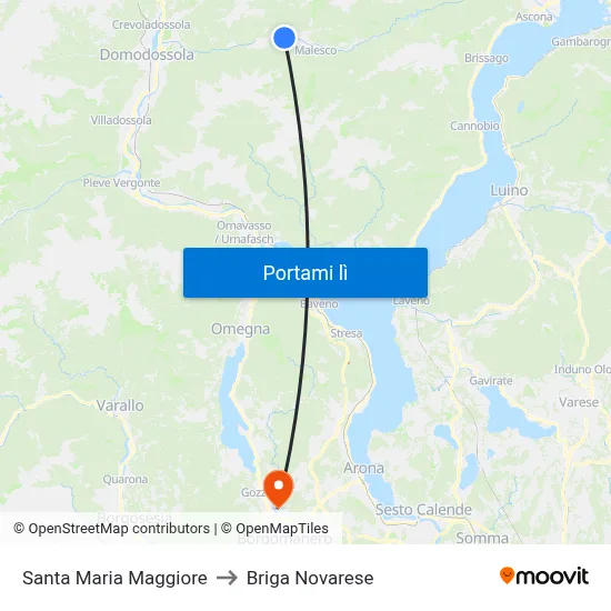 Santa Maria Maggiore to Briga Novarese map