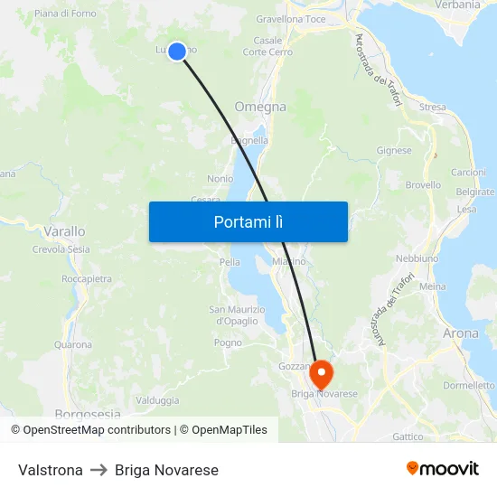 Valstrona to Briga Novarese map
