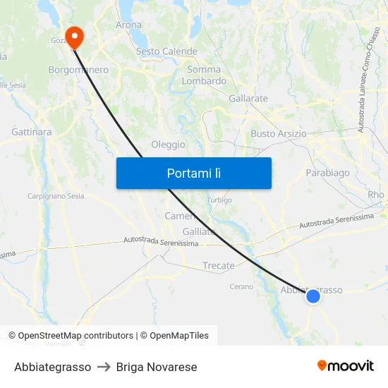 Abbiategrasso to Briga Novarese map