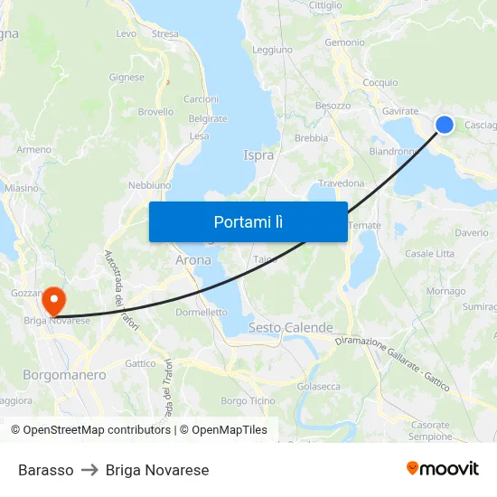 Barasso to Briga Novarese map