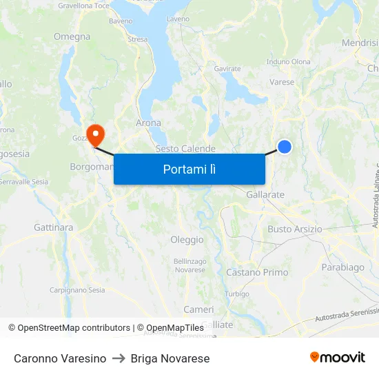 Caronno Varesino to Briga Novarese map