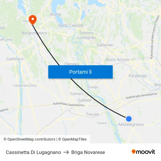 Cassinetta Di Lugagnano to Briga Novarese map