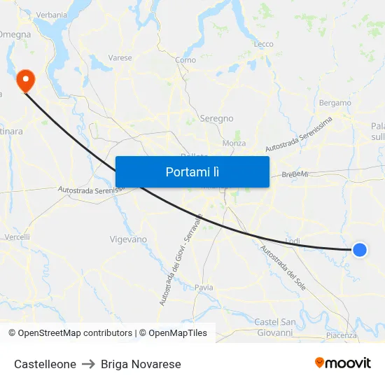 Castelleone to Briga Novarese map