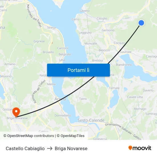 Castello Cabiaglio to Briga Novarese map