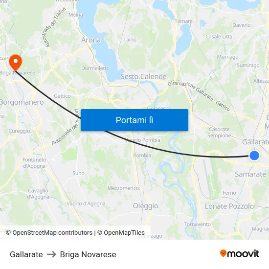 Gallarate to Briga Novarese map