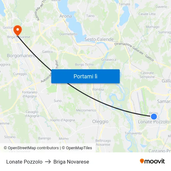 Lonate Pozzolo to Briga Novarese map
