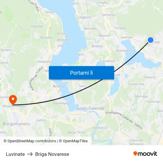Luvinate to Briga Novarese map