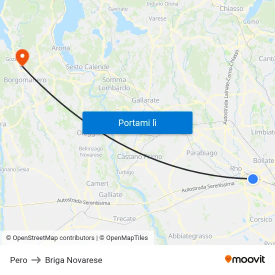 Pero to Briga Novarese map