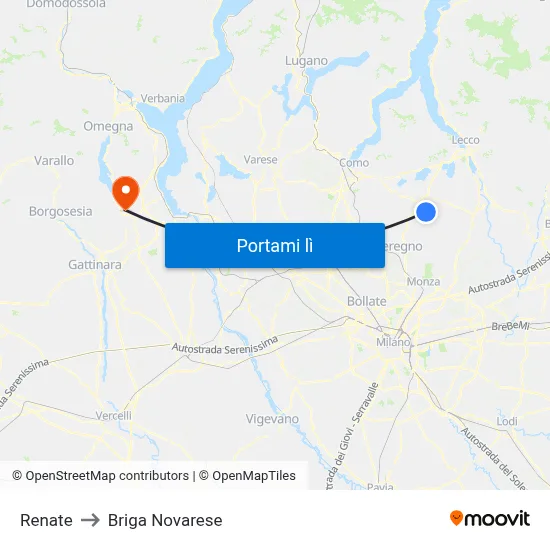 Renate to Briga Novarese map