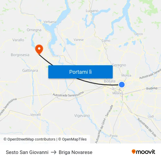 Sesto San Giovanni to Briga Novarese map
