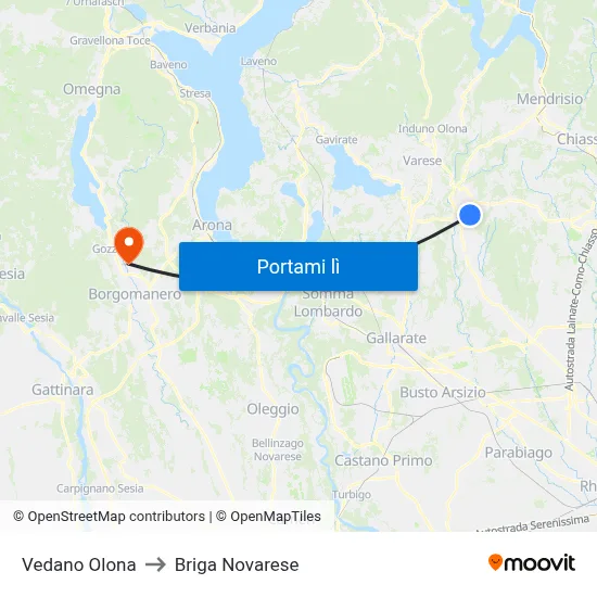 Vedano Olona to Briga Novarese map