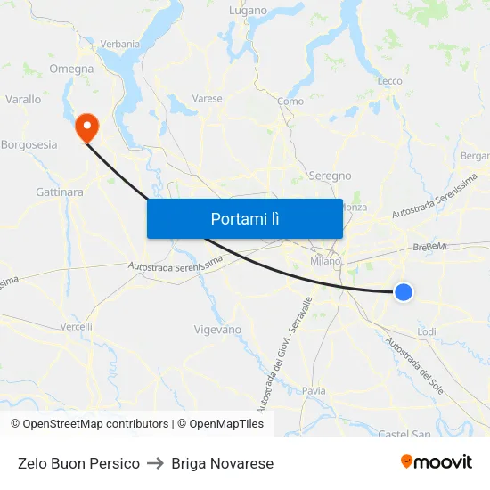 Zelo Buon Persico to Briga Novarese map