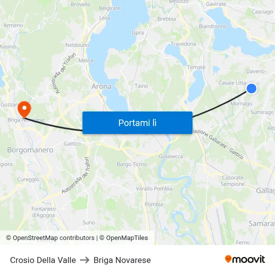 Crosio Della Valle to Briga Novarese map