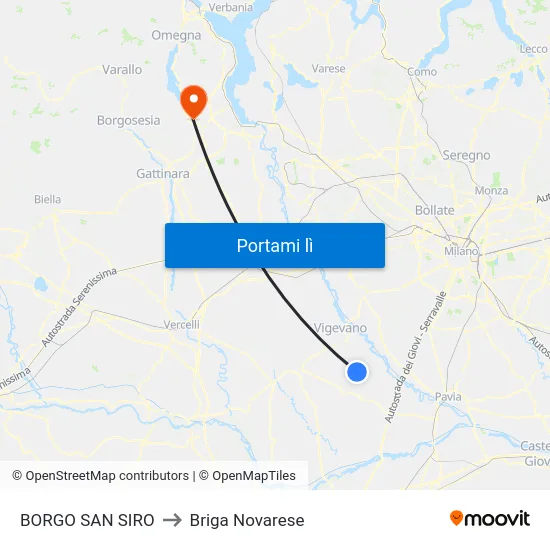 BORGO SAN SIRO to Briga Novarese map