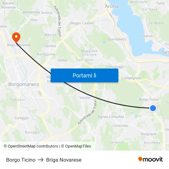 Borgo Ticino to Briga Novarese map