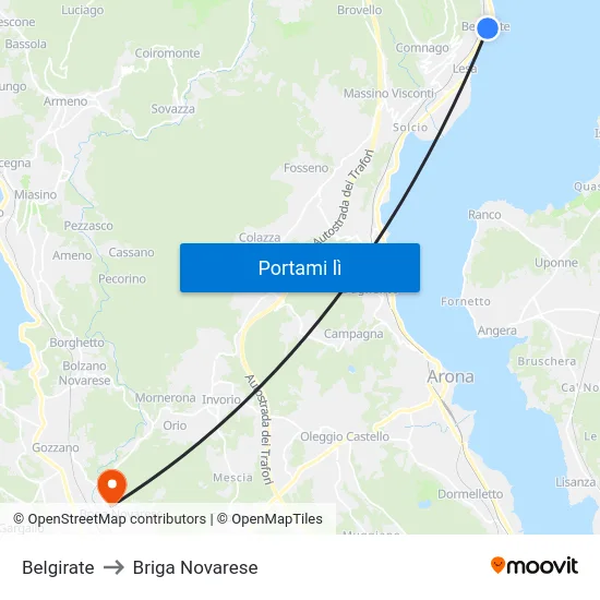 Belgirate to Briga Novarese map