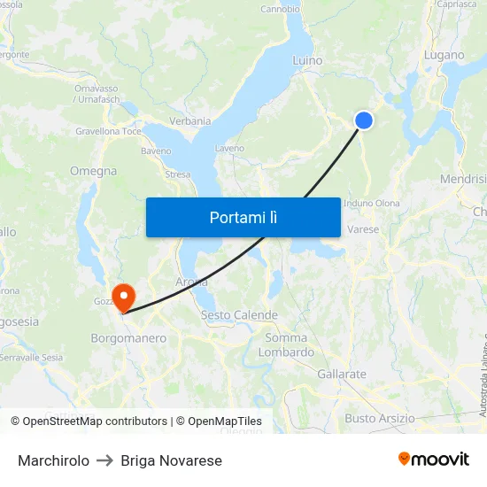 Marchirolo to Briga Novarese map