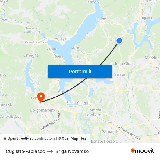 Cugliate-Fabiasco to Briga Novarese map