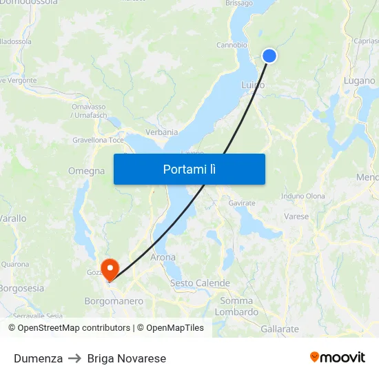 Dumenza to Briga Novarese map