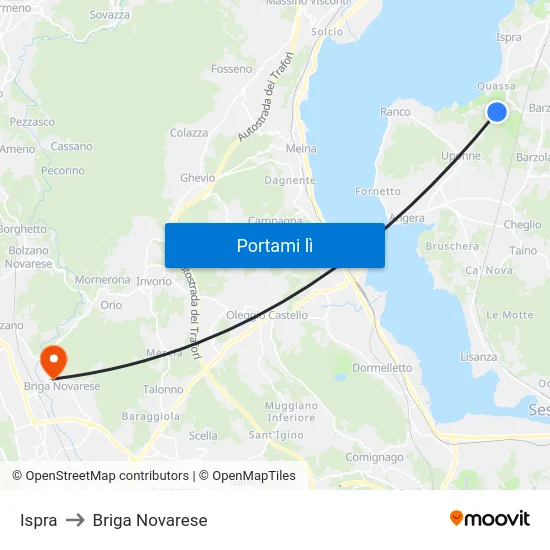 Ispra to Briga Novarese map