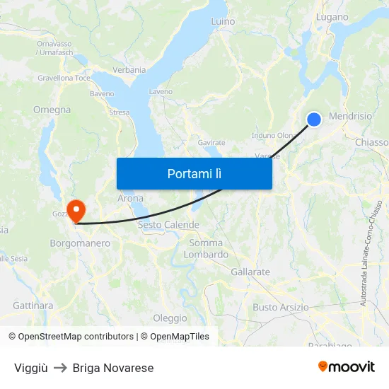 Viggiù to Briga Novarese map