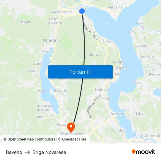 Baveno to Briga Novarese map