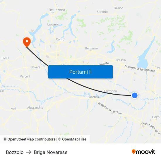 Bozzolo to Briga Novarese map