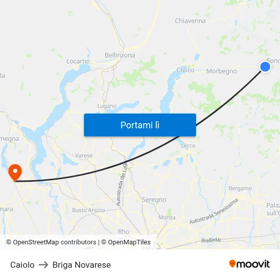 Caiolo to Briga Novarese map