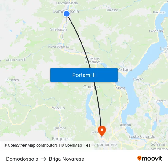 Domodossola to Briga Novarese map