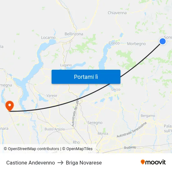Castione Andevenno to Briga Novarese map