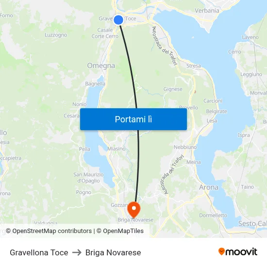 Gravellona Toce to Briga Novarese map
