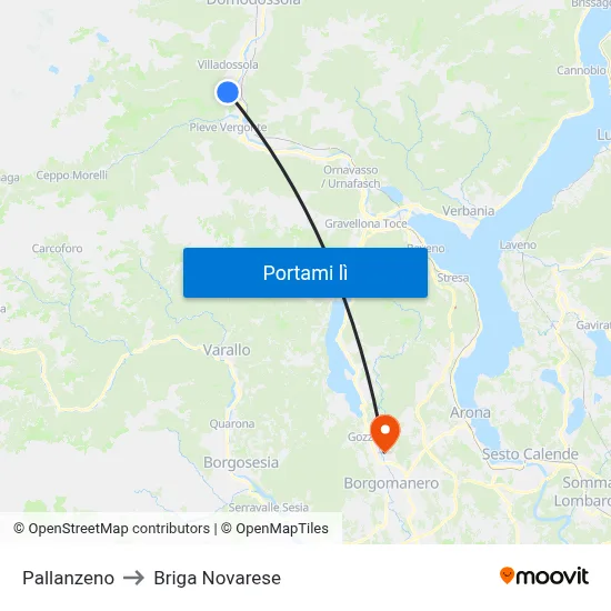 Pallanzeno to Briga Novarese map