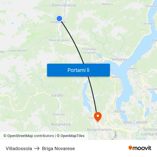 Villadossola to Briga Novarese map