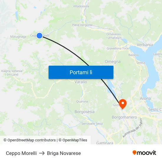 Ceppo Morelli to Briga Novarese map