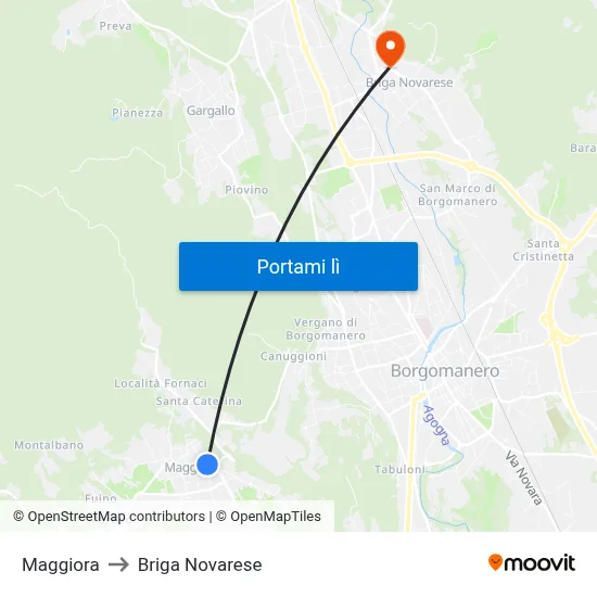 Maggiora to Briga Novarese map