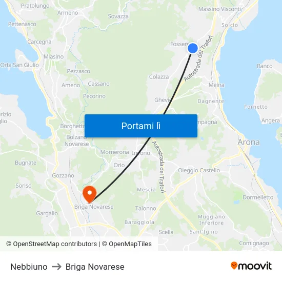 Nebbiuno to Briga Novarese map