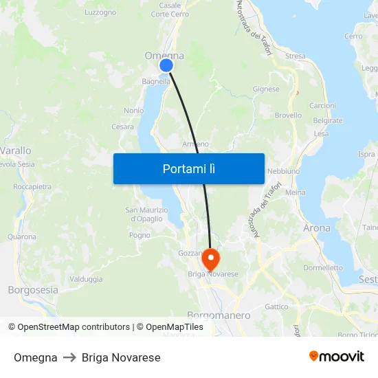 Omegna to Briga Novarese map