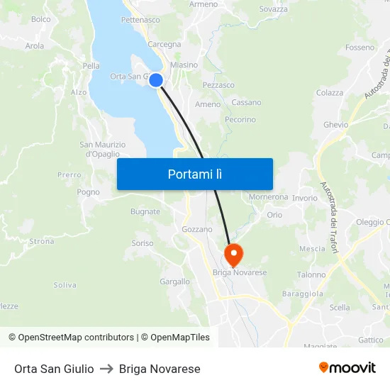 Orta San Giulio to Briga Novarese map