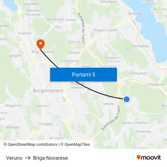Veruno to Briga Novarese map